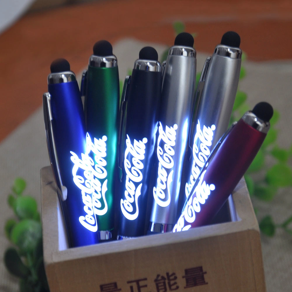 Custom Light up Pen Logo Design Advertisement Promotional LED Ball Pen